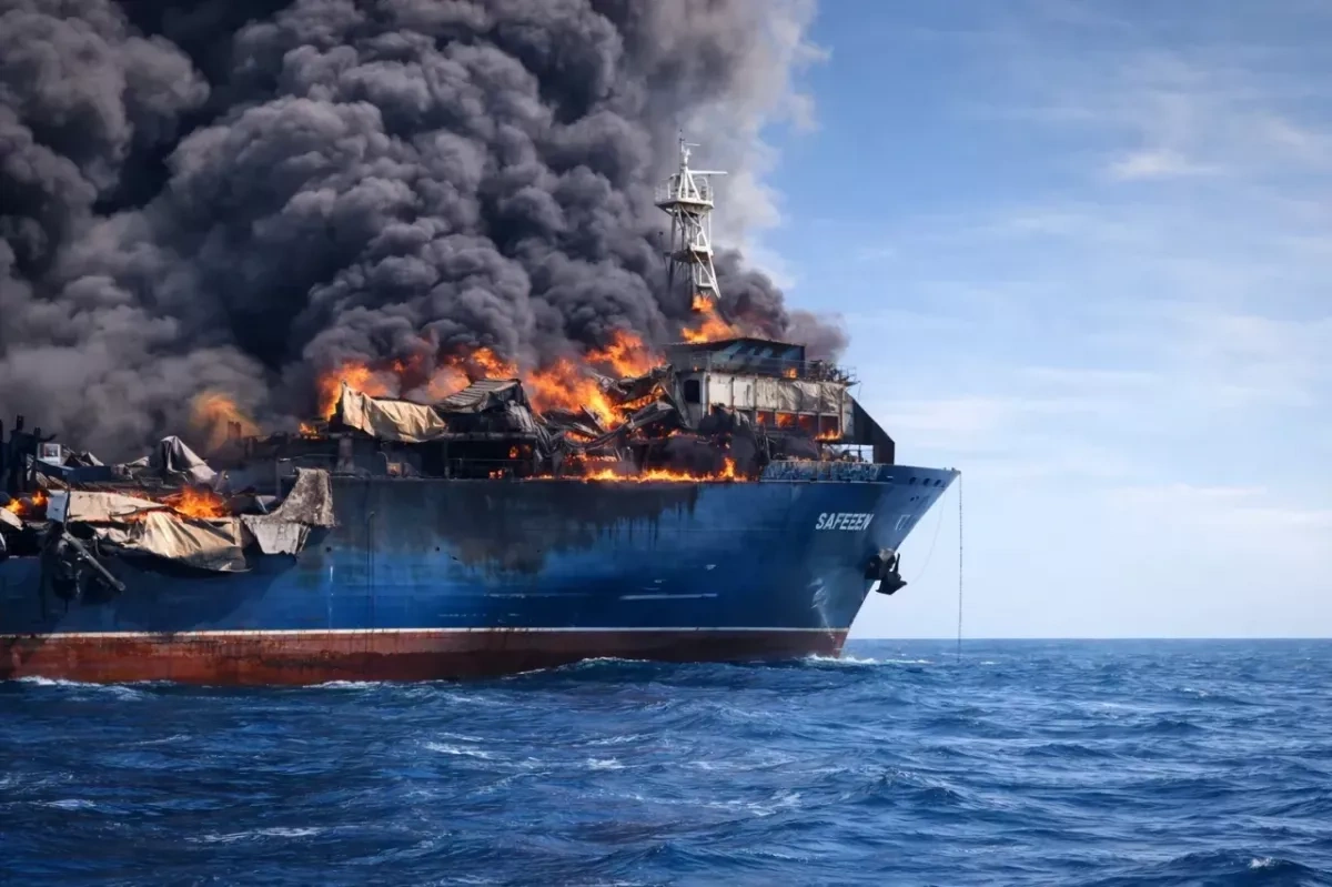 Explosion reported on merchant vessel in Strait of Hormuz