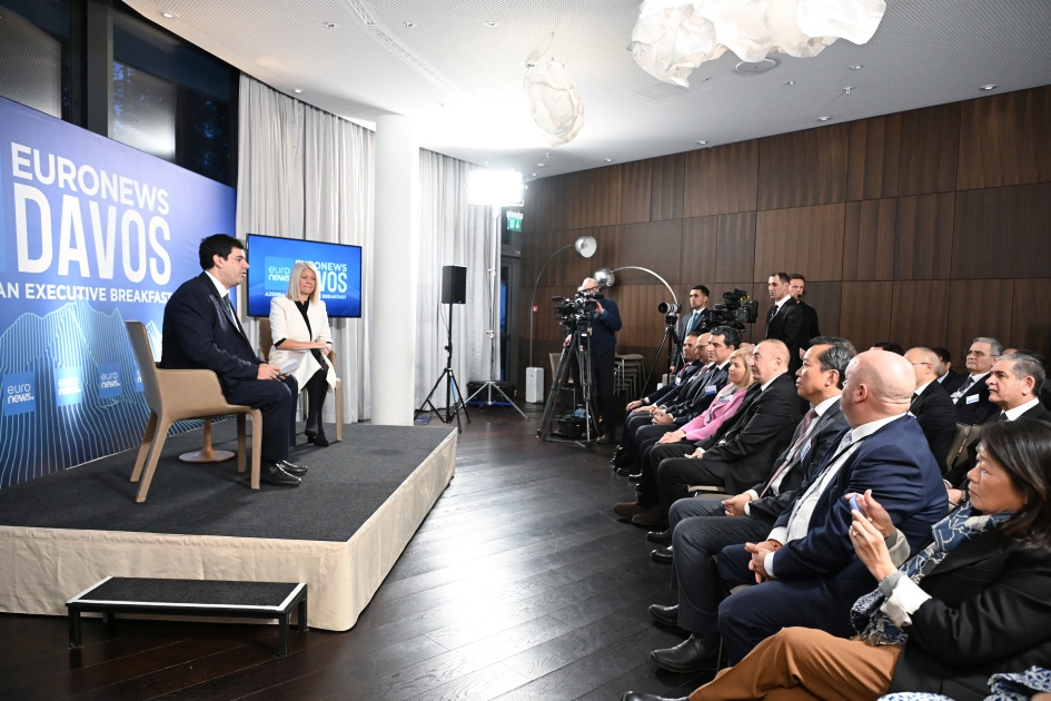 President Ilham Aliyev interviewed by Euronews TV in Davos (PHOTO)