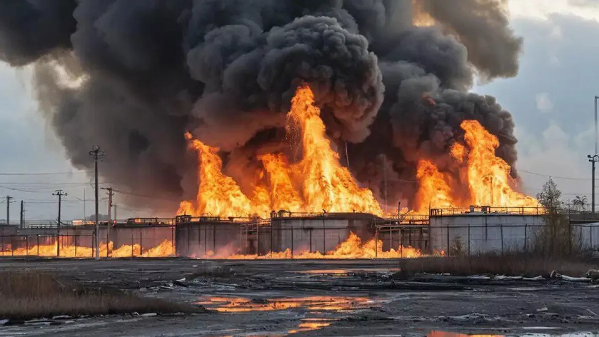 Fire breaks out at oil depot in Russia’s Krasnodar region after drone attack