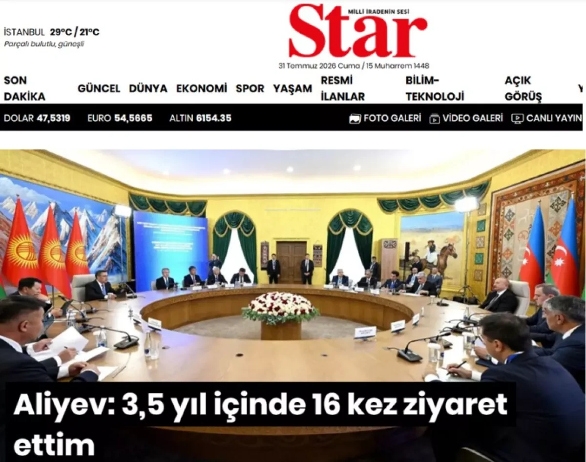 Turkish media spotlight Azerbaijani president's Kyrgyzstan visit PHOTO