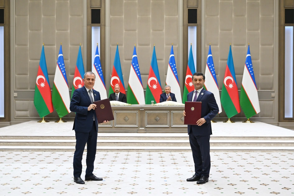 Ceremony for signing and exchanging Azerbaijan–Uzbekistan documents held in Tashkent (PHOTO)
