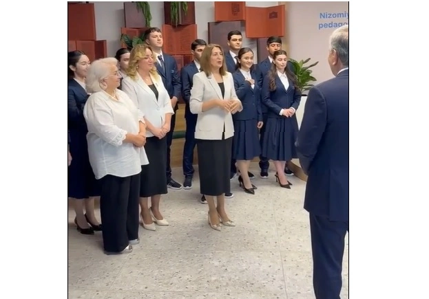Principal of school in Fuzuli addresses President Ilham Aliyev and President Shavkat Mirziyoyev (VIDEO)