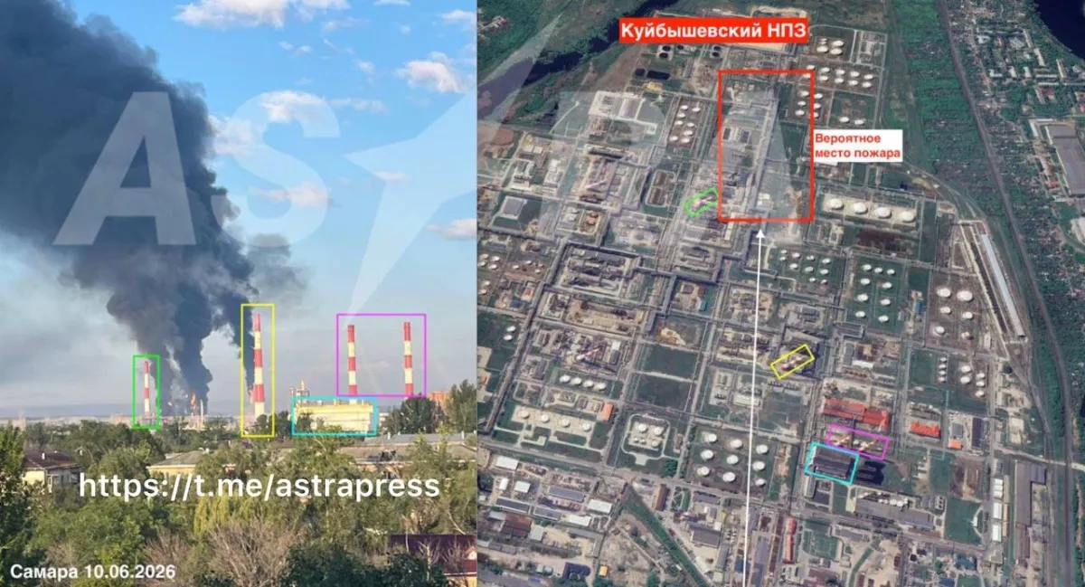Major Russian oil refinery in Kuibyshev burning after overnight attack PHOTO