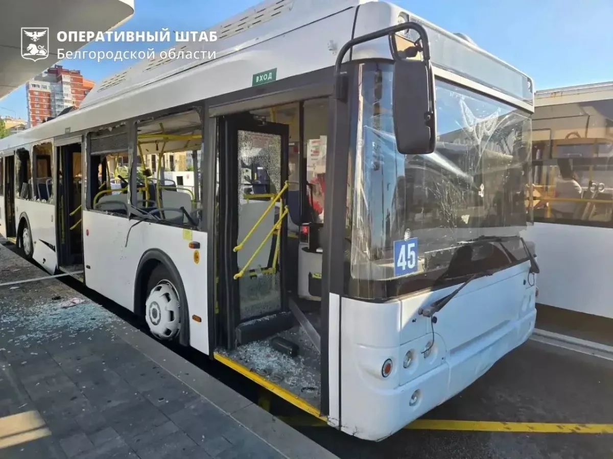 Three injured after drone attack hits passenger bus near Russia's Belgorod PHOTO