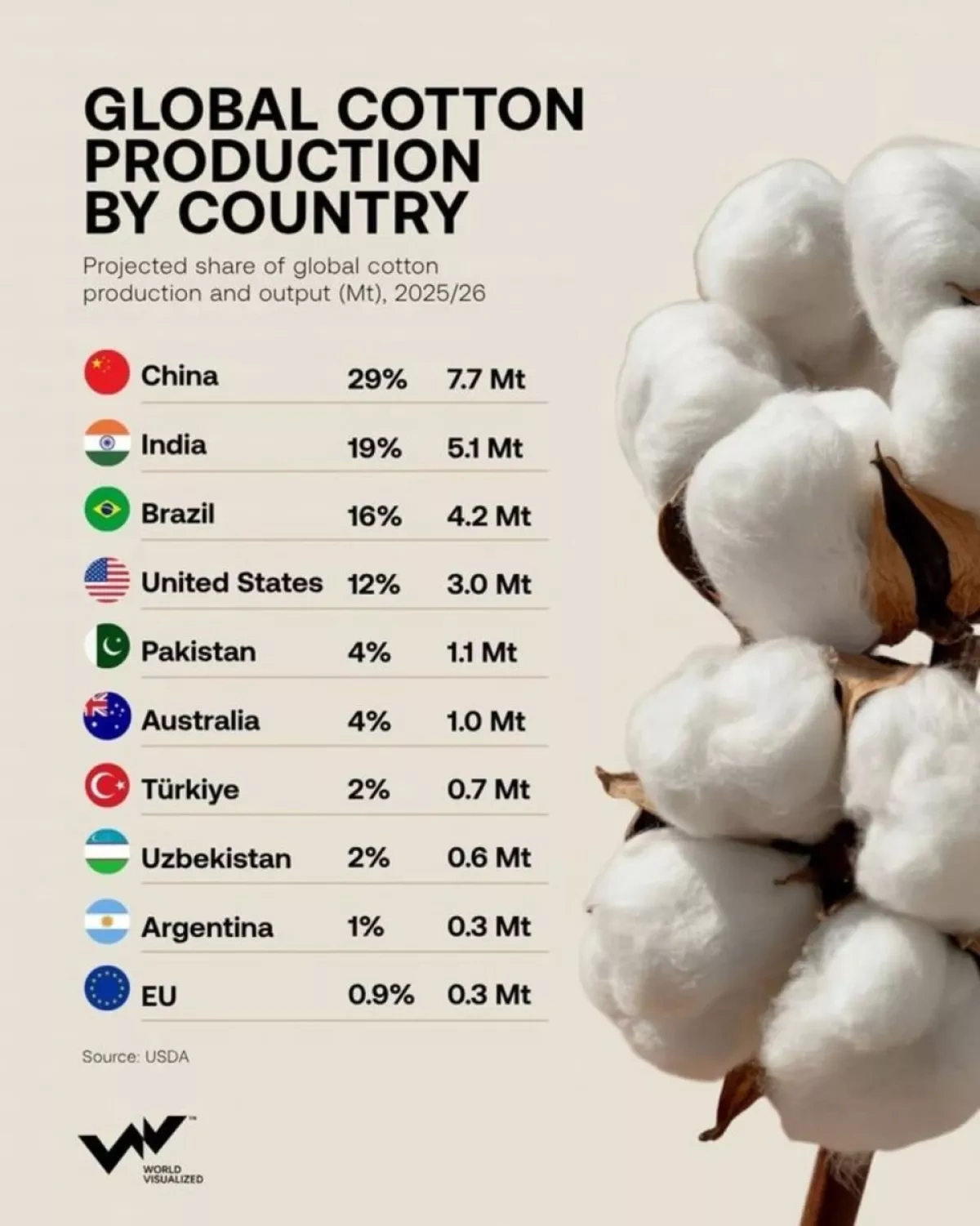 Uzbekistan ranks among world’s top ten cotton producers