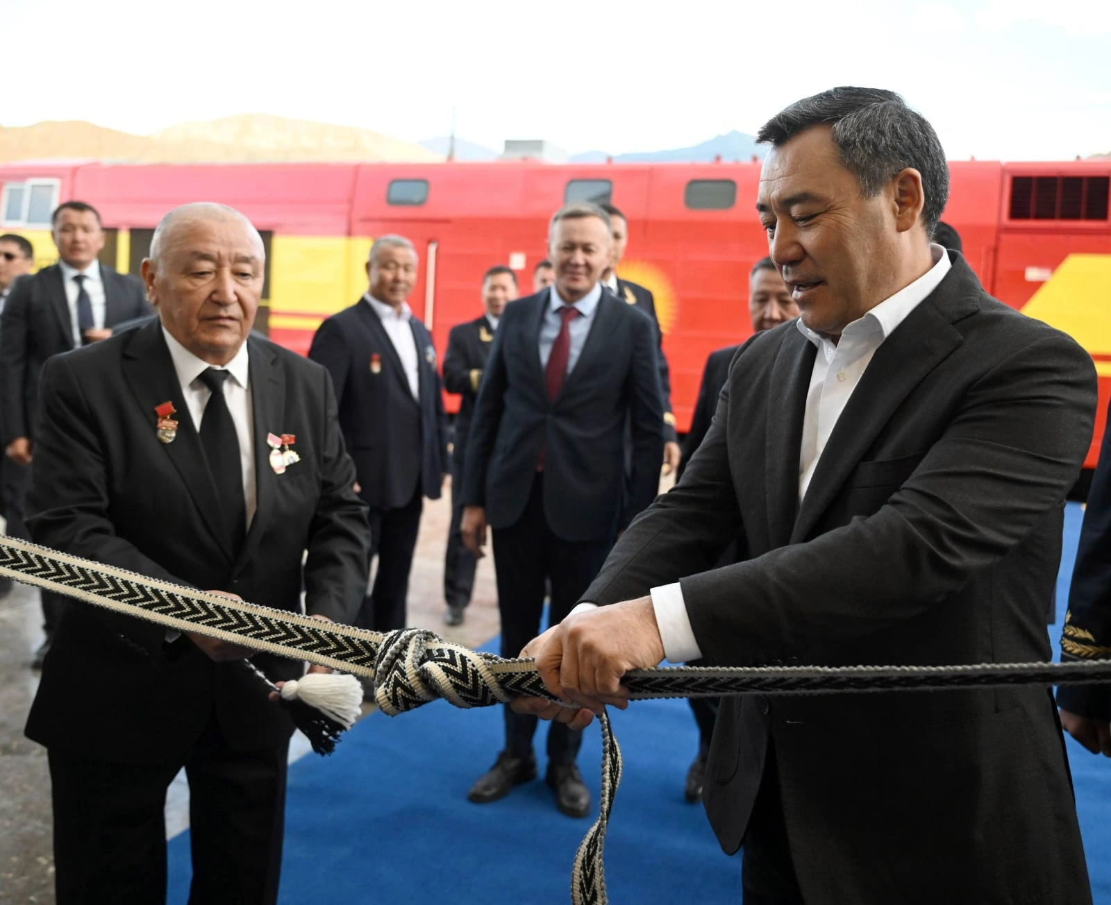 President Sadyr Japarov attends opening ceremony of the Balykchy–Kochkor railway