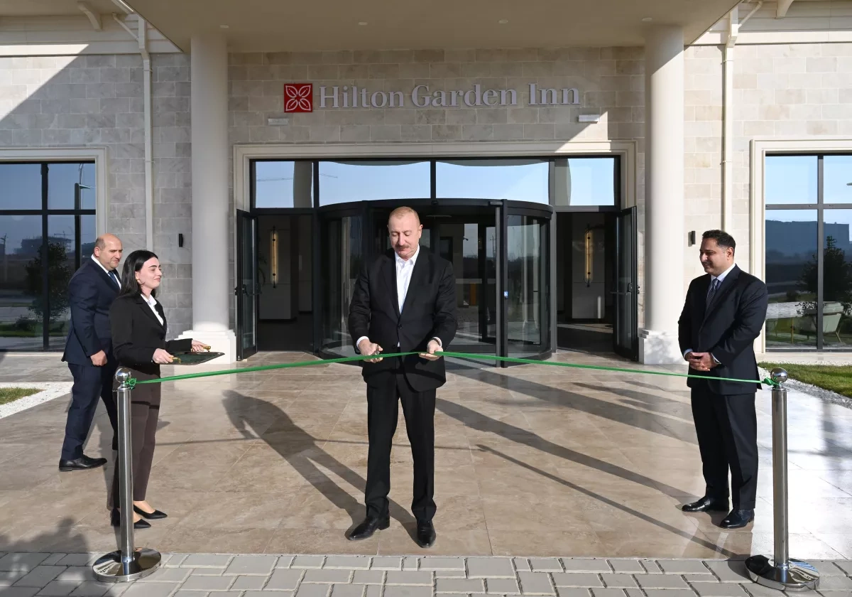 Azerbaijani president opens Hilton Garden Inn hotel in Aghdam PHOTO