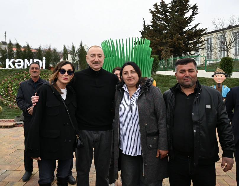 President Ilham Aliyev, First Lady Mehriban Aliyeva inspect restoration of individual houses and infrastructure in Khanoba village of Khojavend (PHOTO)