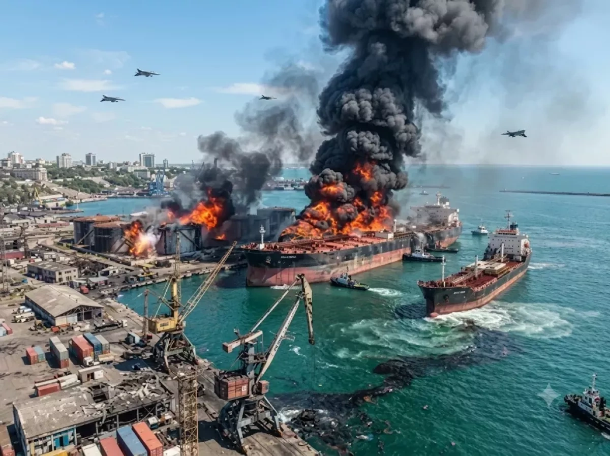 Russia reports strike on two cargo vessels at Mykolaiv port VIDEO