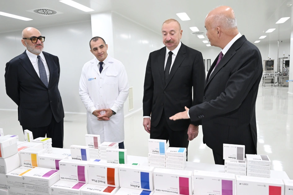 President Ilham Aliyev attends opening of a pharmaceutical manufacturing plant at Pirallahi Industrial Park (PHOTO)