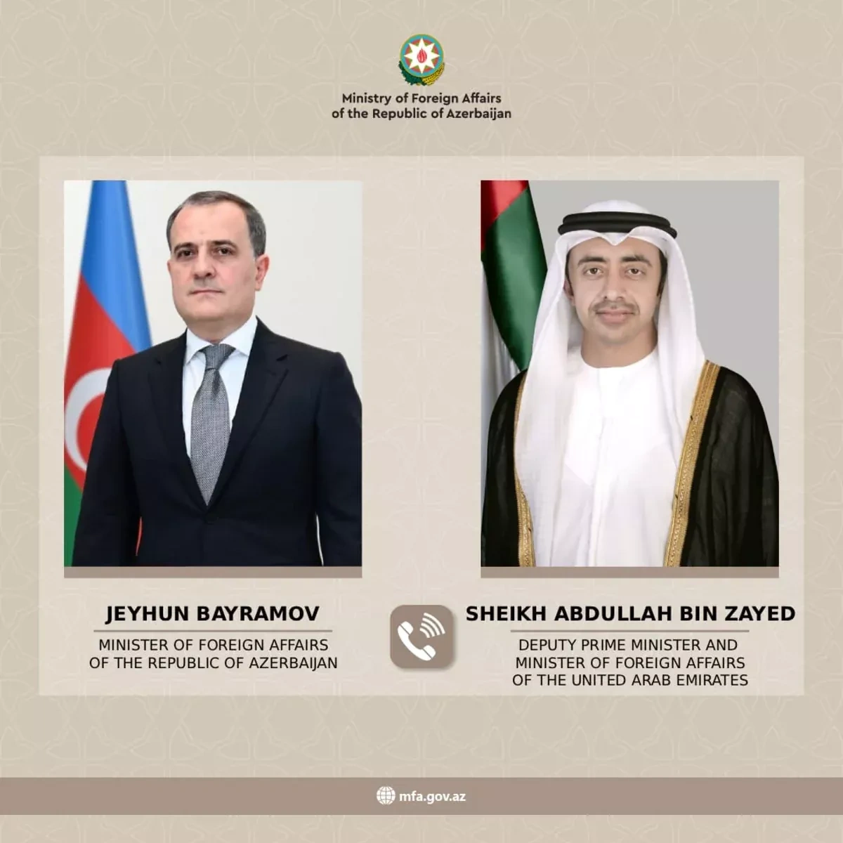 Azerbaijan, UAE foreign ministers discuss Middle East tensions in phone call