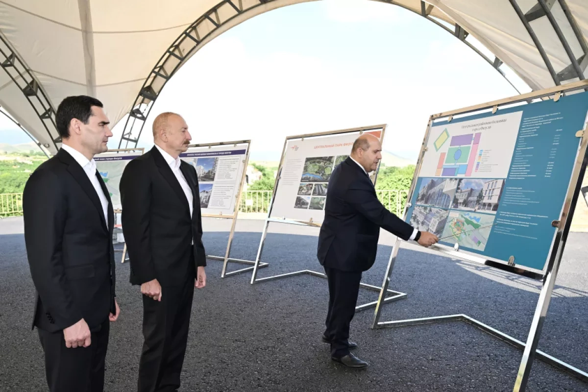Azerbaijani, Turkmen presidents inspect reconstruction work in Fuzuli PHOTO