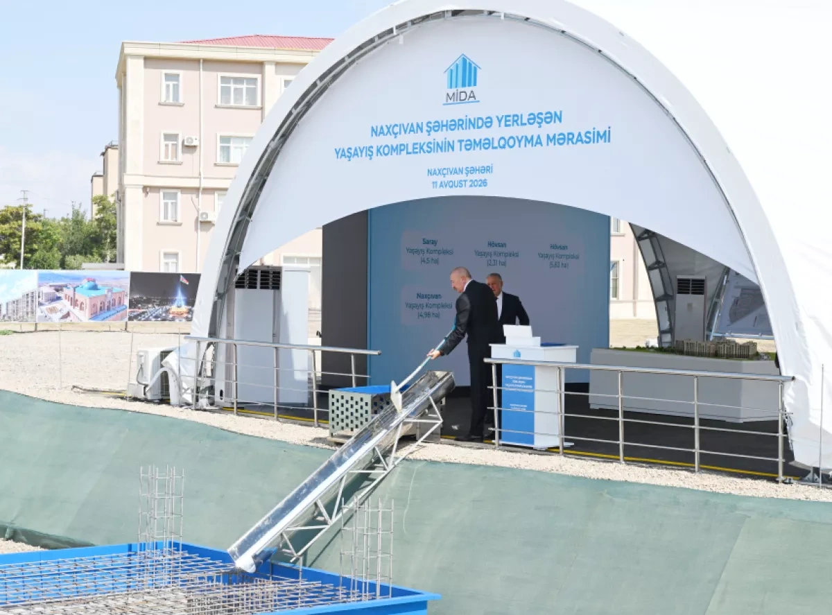 Aliyev lays foundation for 518-apartment social housing complex in Nakhchivan PHOTO