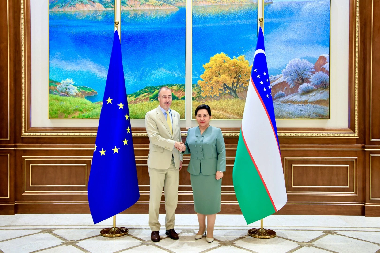 EU praises Uzbekistan reforms in talks with Senate chair