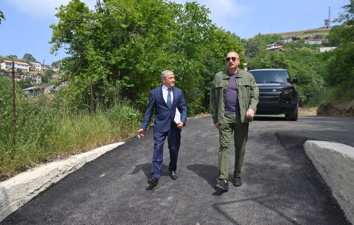 President Aliyev reviews village restoration efforts in Shusha district PHOTO