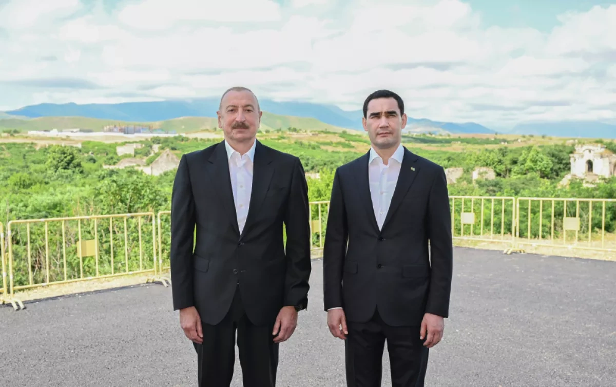 Azerbaijani, Turkmen presidents inspect reconstruction work in Fuzuli PHOTO