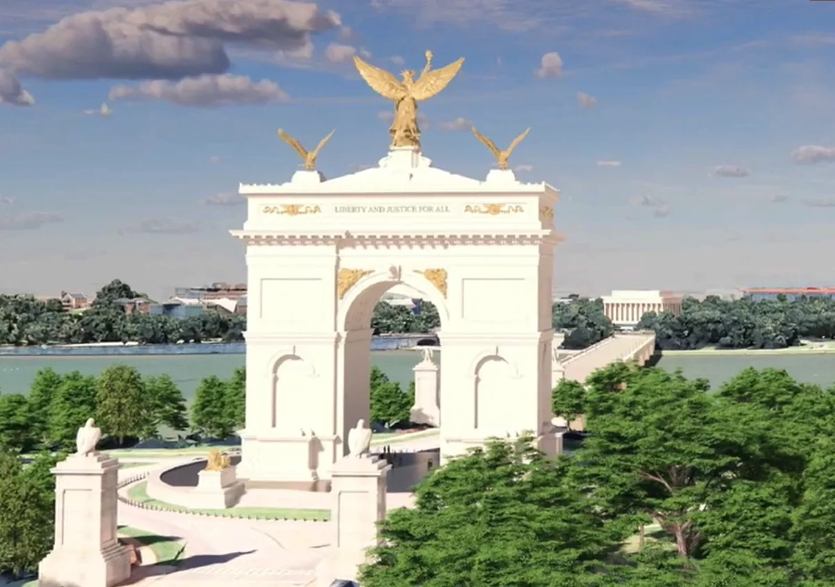 Trump unveils plans for Paris-inspired arch near veterans cemetery