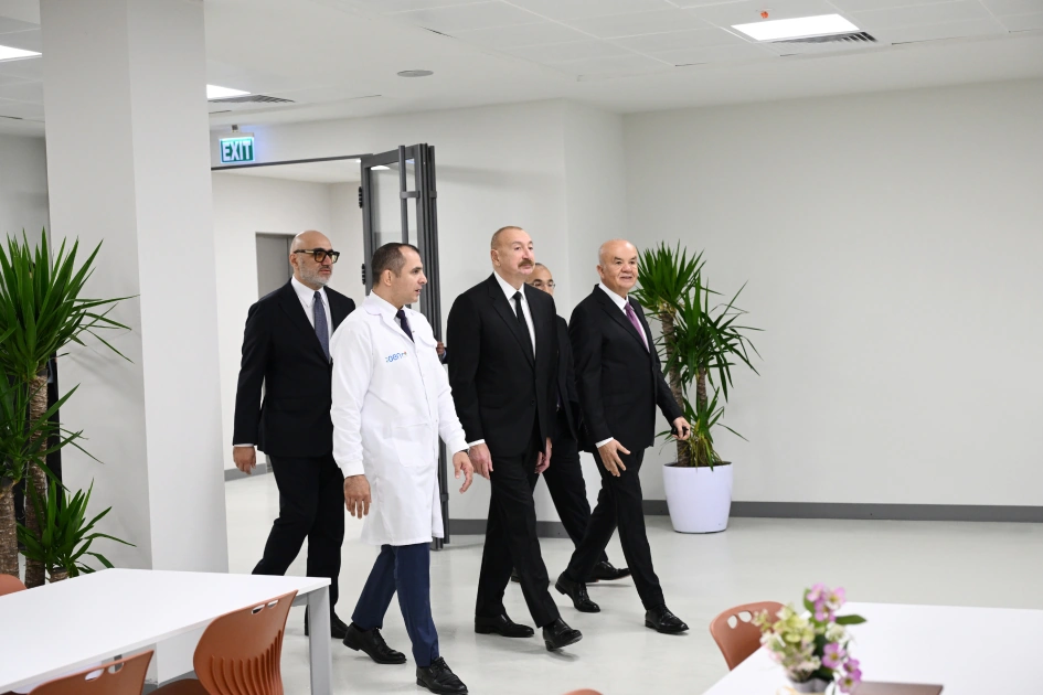 President Ilham Aliyev attends opening of a pharmaceutical manufacturing plant at Pirallahi Industrial Park (PHOTO)