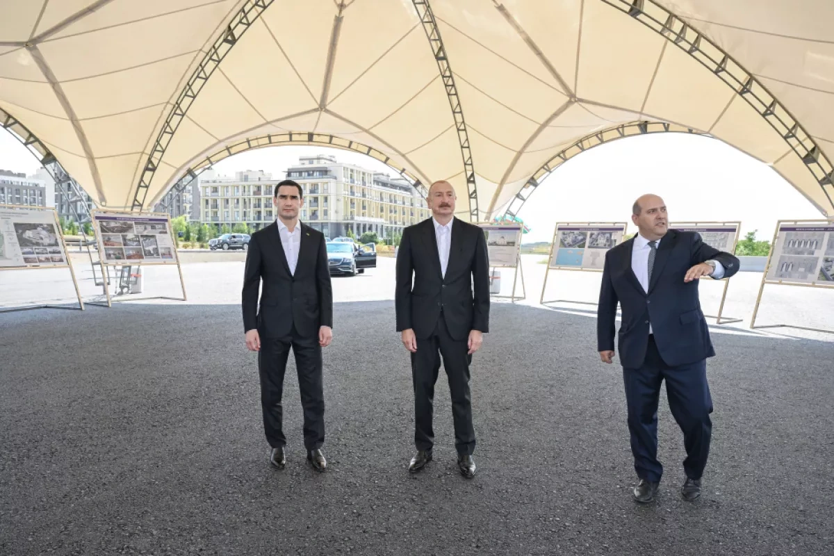 Azerbaijani, Turkmen presidents inspect reconstruction work in Fuzuli PHOTO