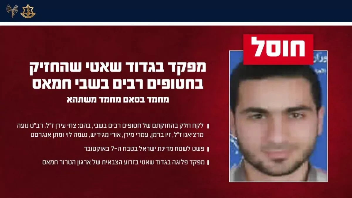 Israel says Hamas battalion commander killed in Gaza strike PHOTO