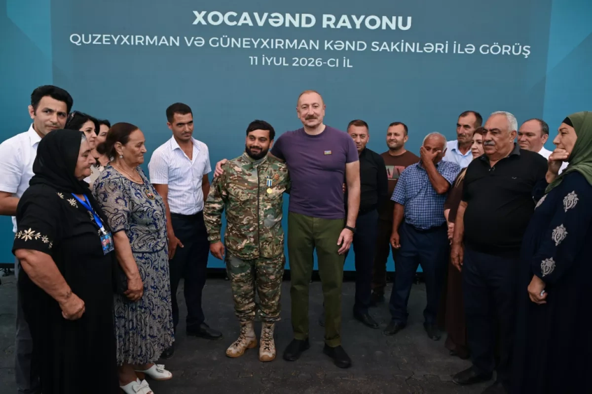 Azerbaijan's president meets residents of Khojavand’s restored Guzeykhirman village PHOTO