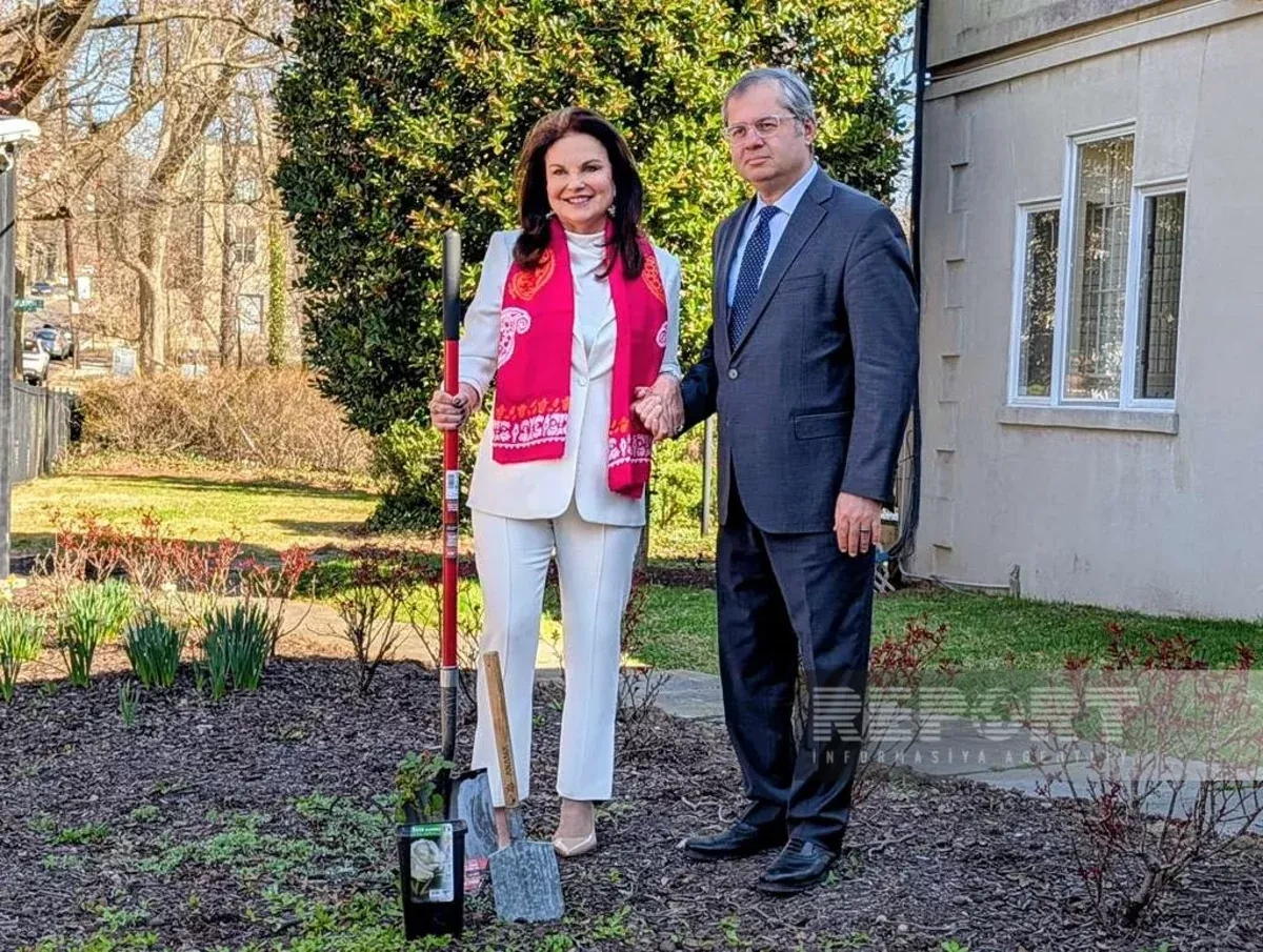 Azerbaijani embassy in Washington plants white rose of peace to mark Nowruz PHOTO