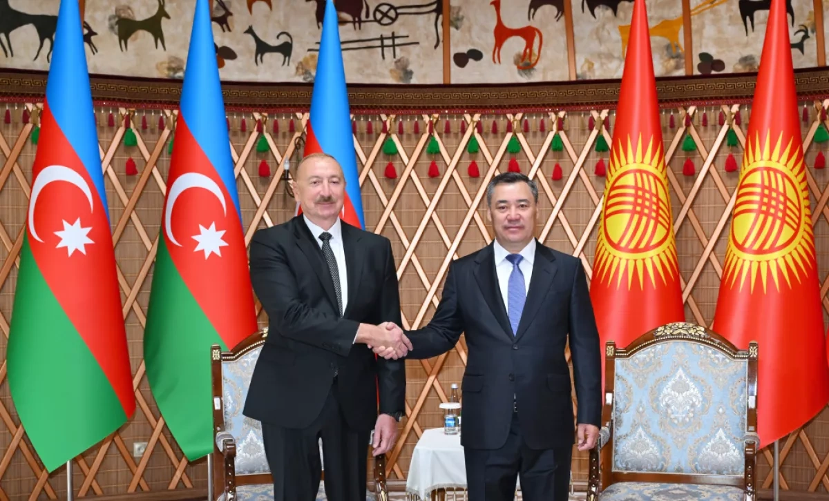 Official welcome ceremony held for President Ilham Aliyev in Cholpon-Ata PHOTO