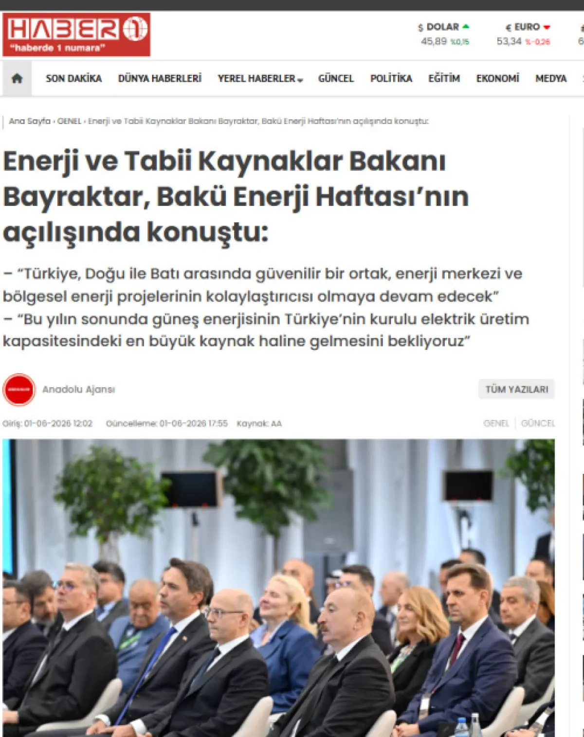 Baku Energy Week dominates coverage in Turkish media landscape PHOTO