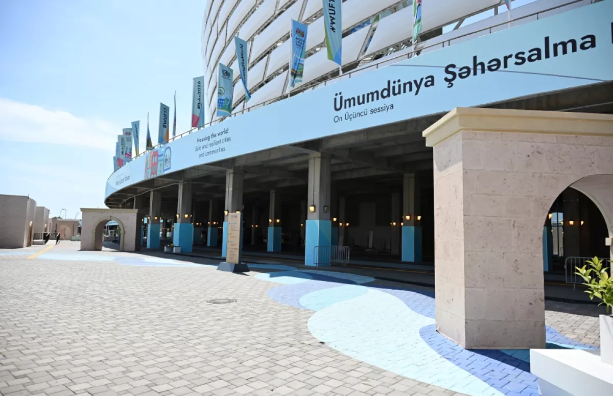 Azerbaijani president inspects Baku Olympic Stadium ahead of WUF13 PHOTO