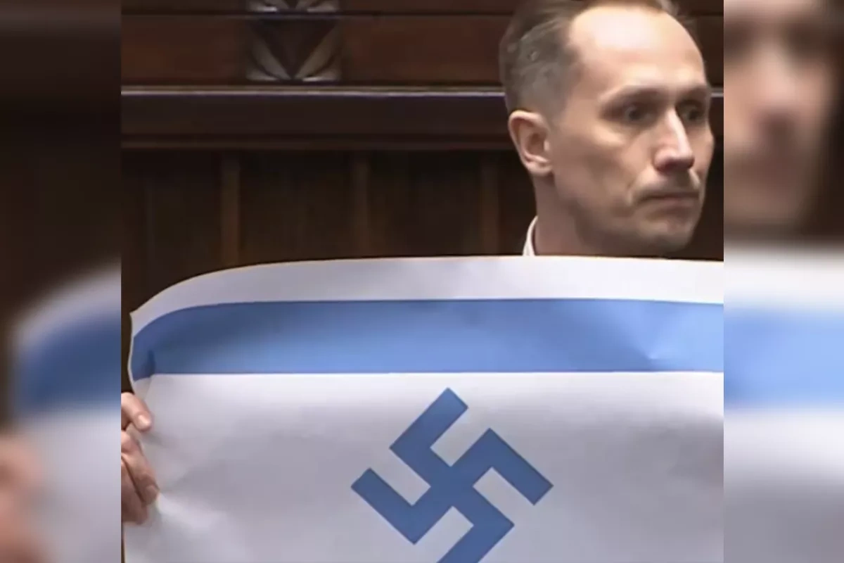 Israeli embassy condemns “antisemitic horror” in Polish parliament over flag incident