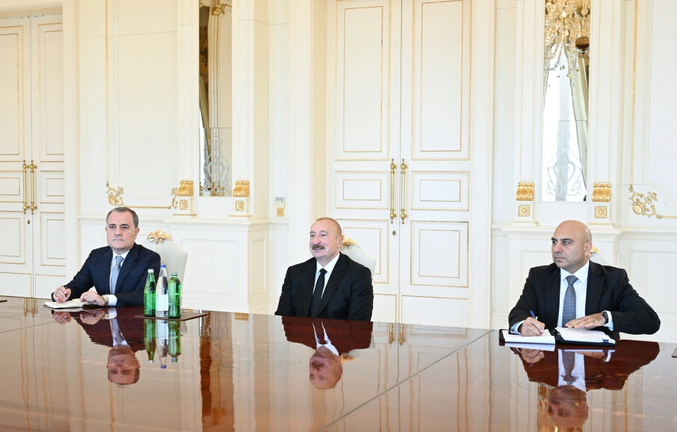 President Ilham Aliyev receives Turkish Foreign Minister (PHOTO)