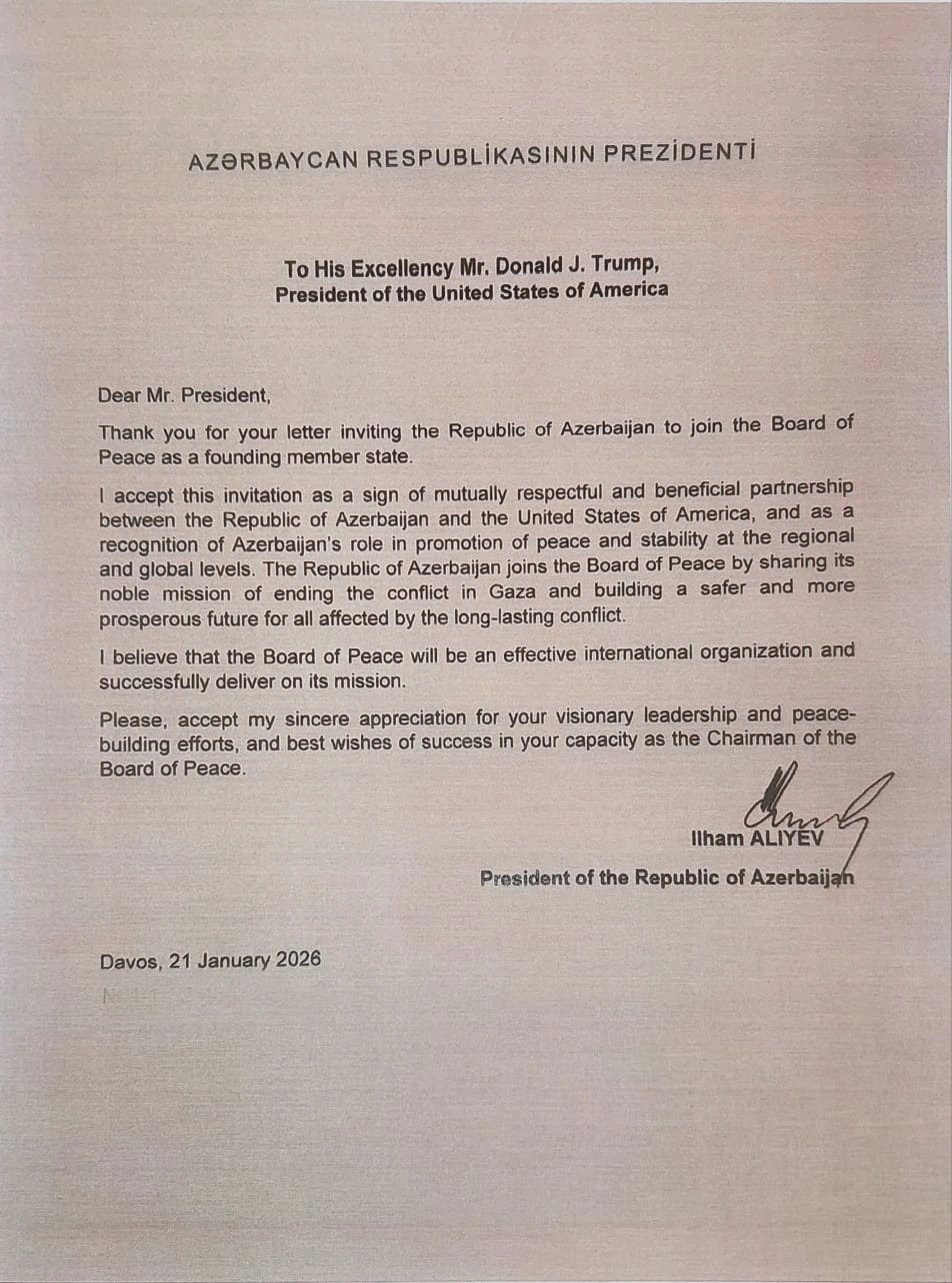 President Ilham Aliyev sends letter to U.S. President Donald Trump (PHOTO)