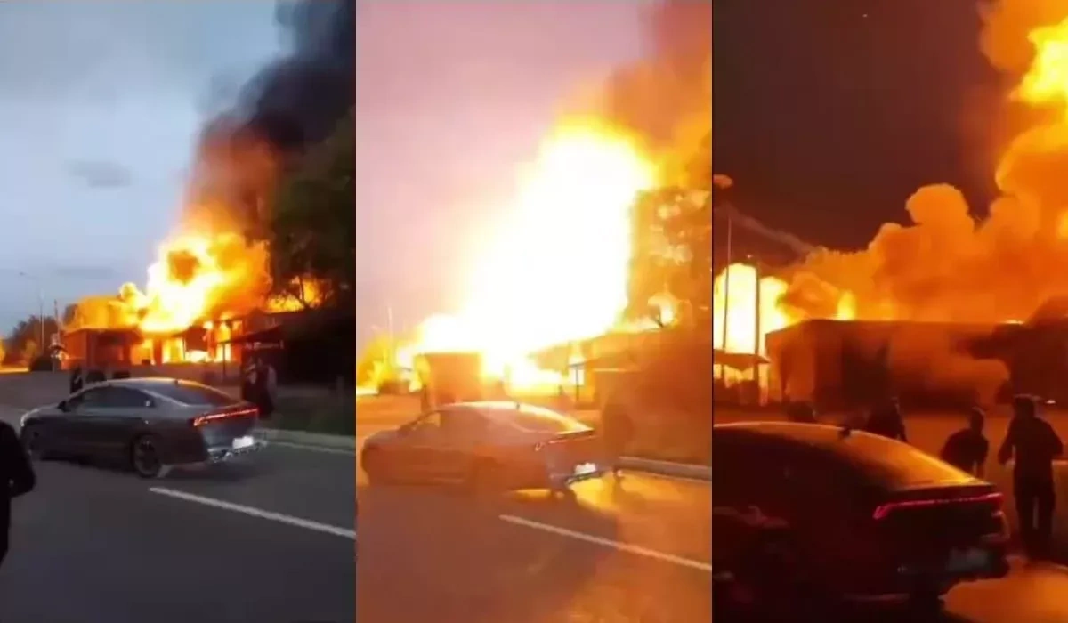 Car wash blaze engulfs truck, homes in Kazakhstan