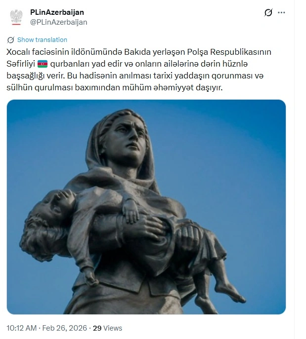 Polish Embassy expresses condolences to Azerbaijani people (PHOTO)