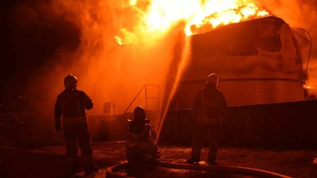 Ukrainian drone attack sparks fire at industrial site in Russia's Rostov
