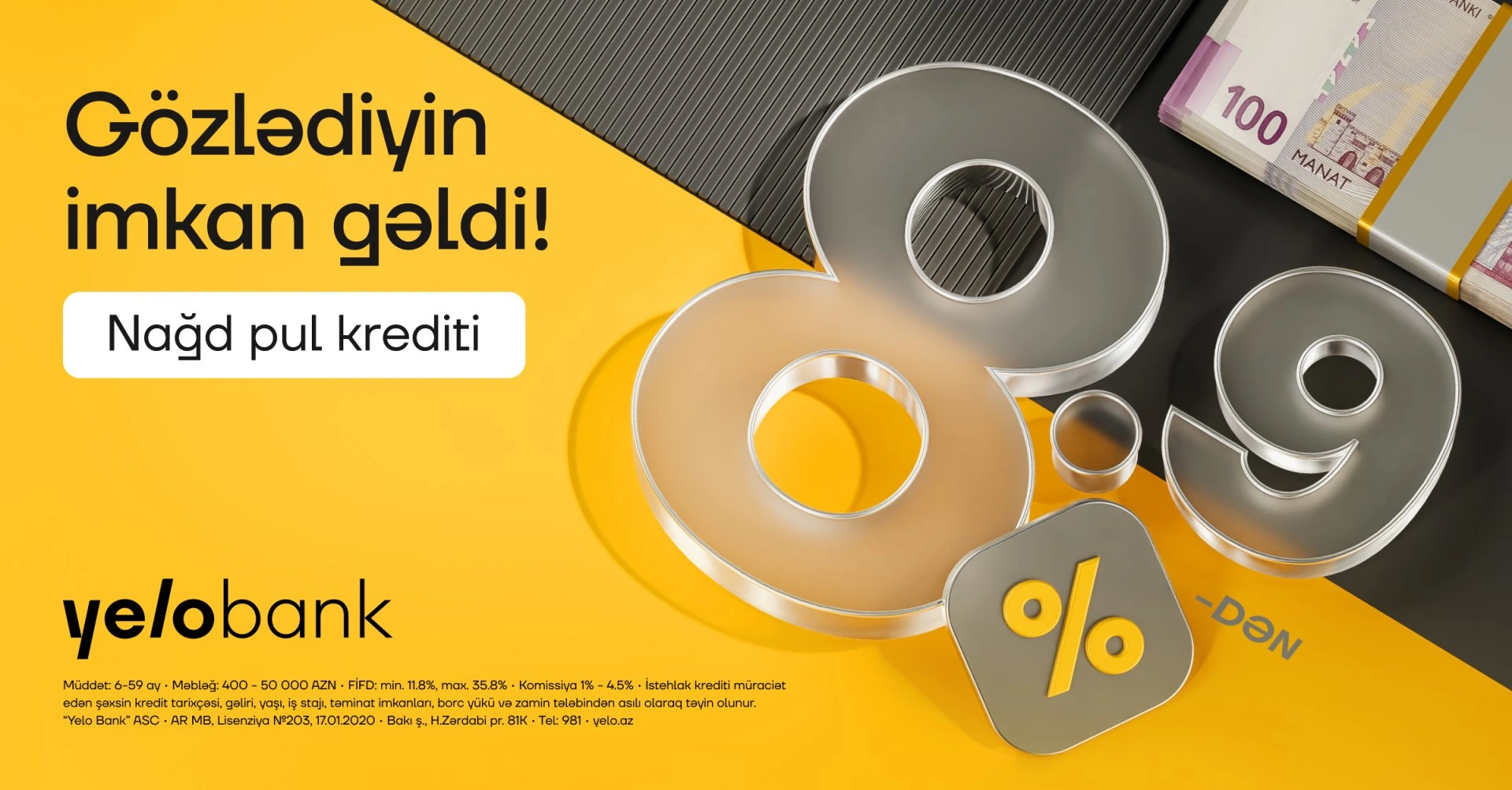 Loan rates at Yelo Bank now start from just 8.9%!