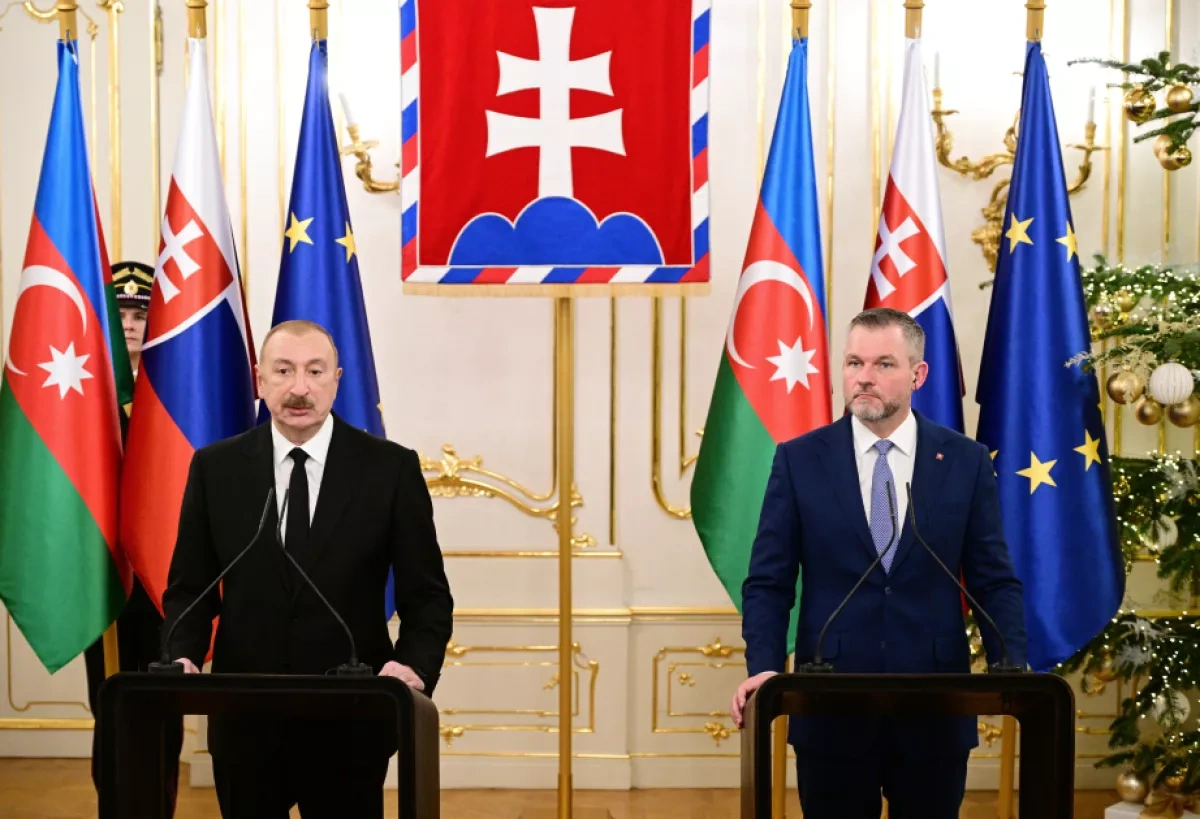 Presidents of Azerbaijan, Slovakia make press statements PHOTO