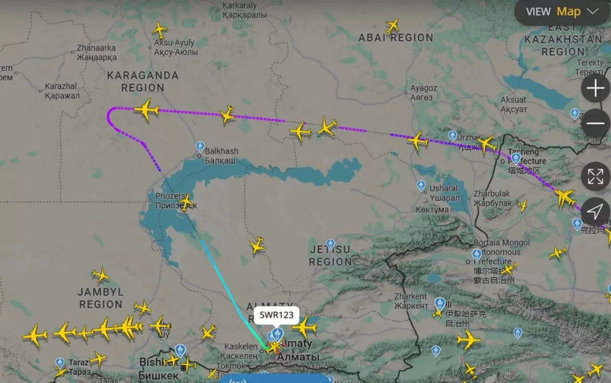 SWISS airbus A350 declares emergency, diverts to Almaty Photo