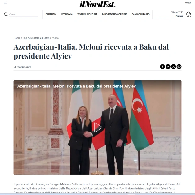 World media highlights talks between Azerbaijani President and Italian PM in Baku (PHOTO)