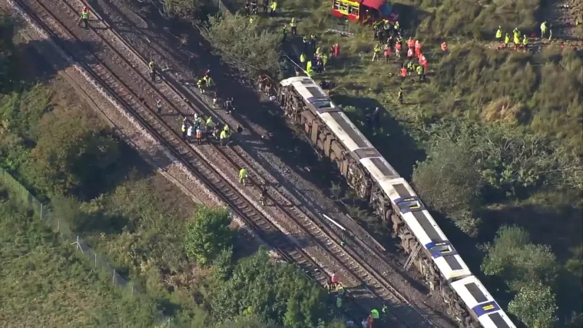 Two seriously injured after passenger train derails in southern England