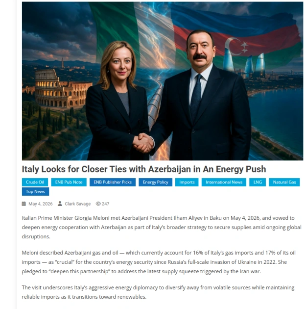 World media highlights talks between Azerbaijani President and Italian PM in Baku (PHOTO)