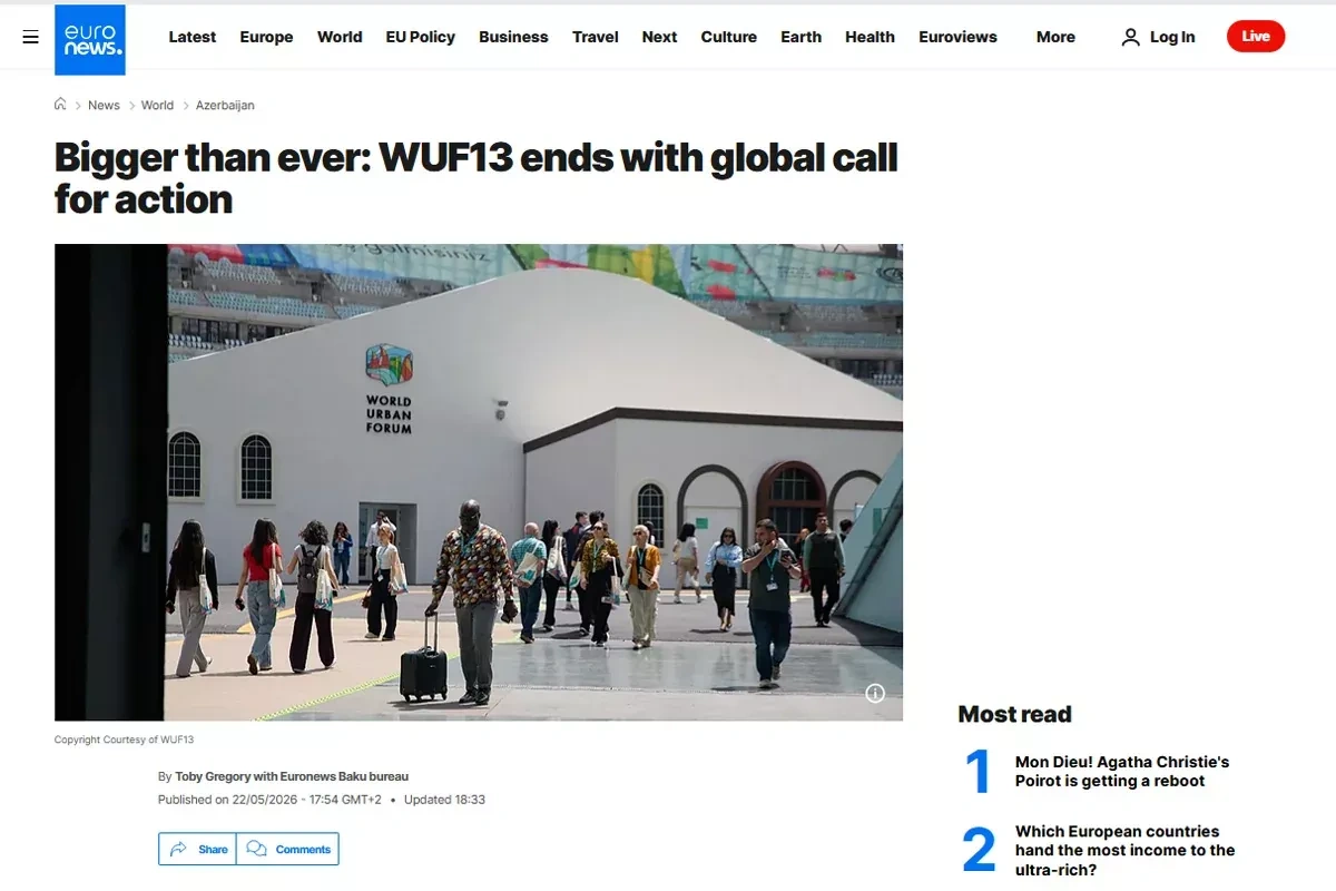 Euronews publishes feature on outcomes of WUF13 in Baku VIDEO