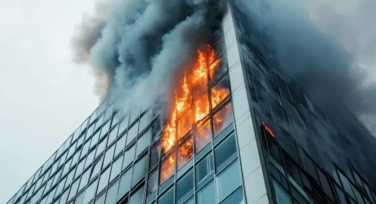 Fire tears through top floors of New York residential building video