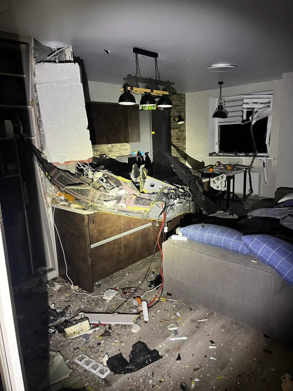 Drone slams into Kharkiv apartment block, injures resident Photo