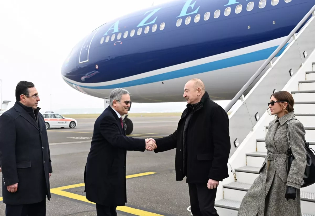 Azerbaijani president arrives in Switzerland for World Economic Forum PHOTO