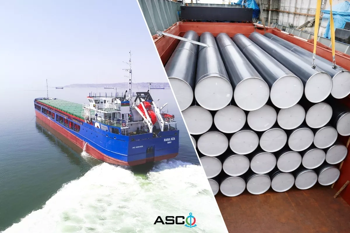 Azerbaijani vessels shipping pipes for TAPI gas pipeline PHOTO