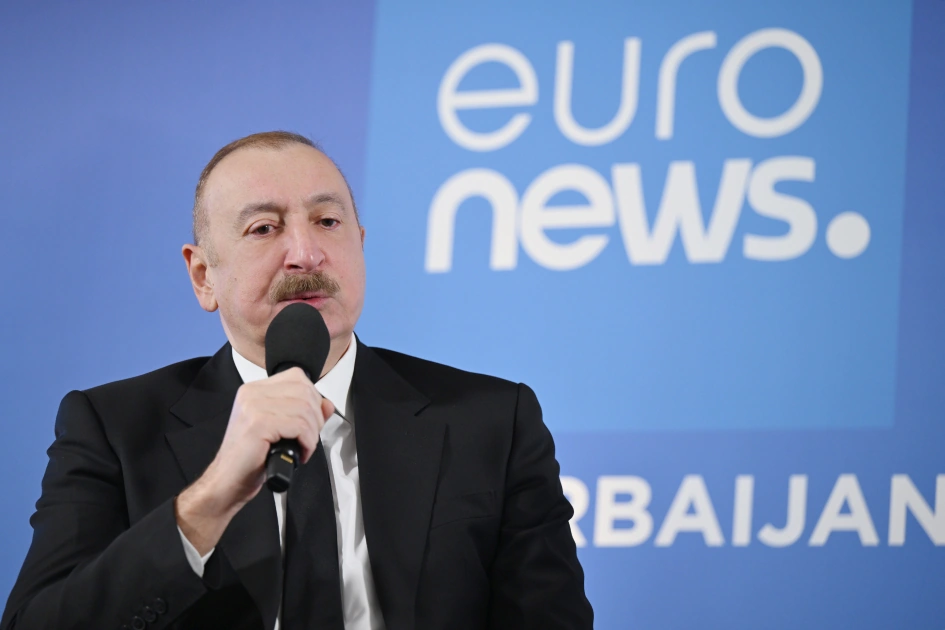 President Ilham Aliyev interviewed by Euronews TV in Davos (PHOTO)