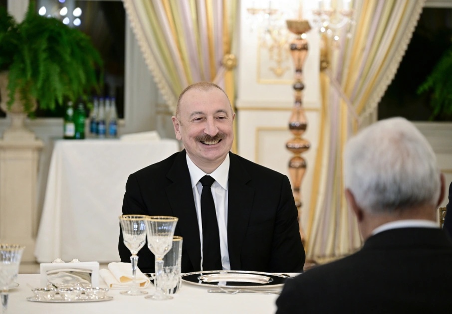 President Ilham Aliyev, President of European Council hold meeting in expanded format during official lunch (PHOTO)