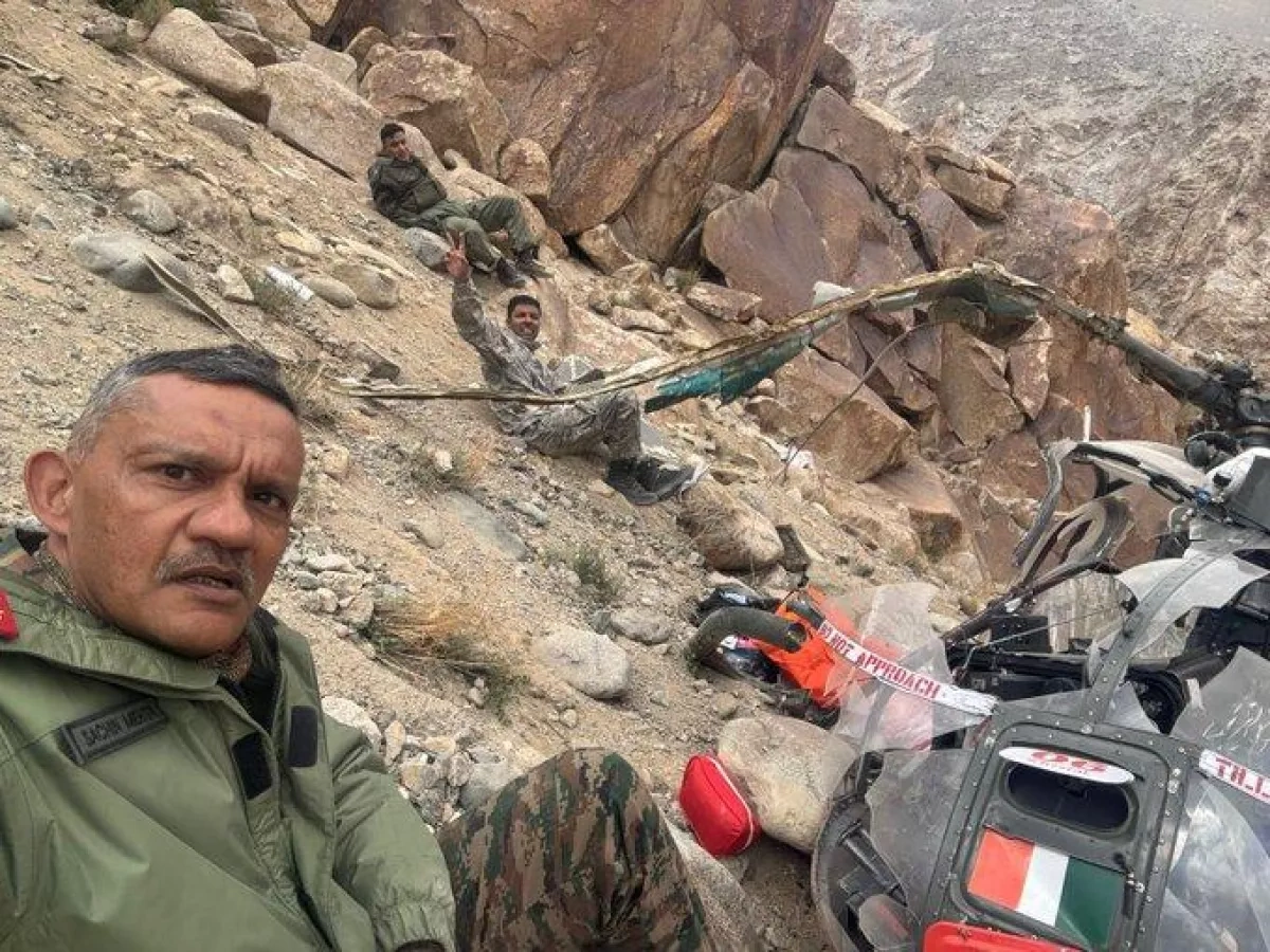 Indian army helicopter crash-lands near China border PHOTO