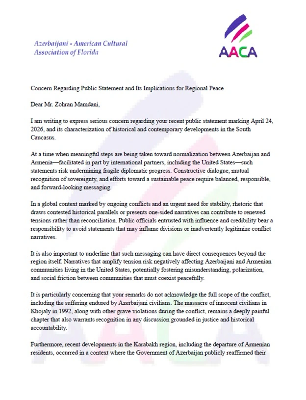 Azerbaijani diaspora voices concern over NYC mayor’s biased statements (PHOTO)